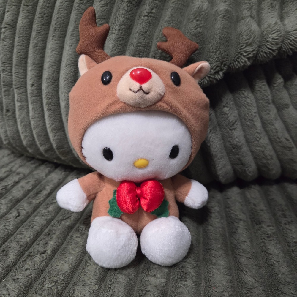Vtg Sanrio Hello Kitty Reindeer Plush Nakajima Holiday Christmas 2002 Brown